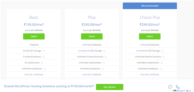 Bluehost होस्टिंग Plans