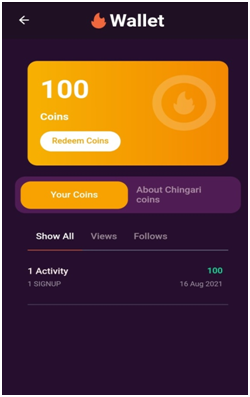 chingari app earning proof