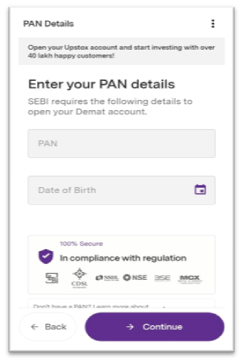 Fill Your Pan Card Detail in Upstox (पैन कार्ड नंबर दर्ज करें)