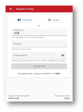 Dream11 App Registration