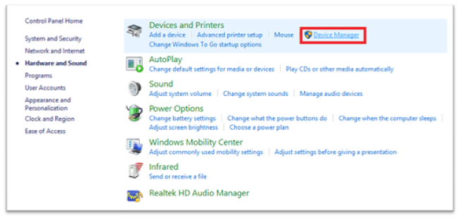 click Computer Device Manager Option