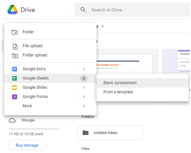 Google Drive के द्वारा गूगल शीट बनायें 